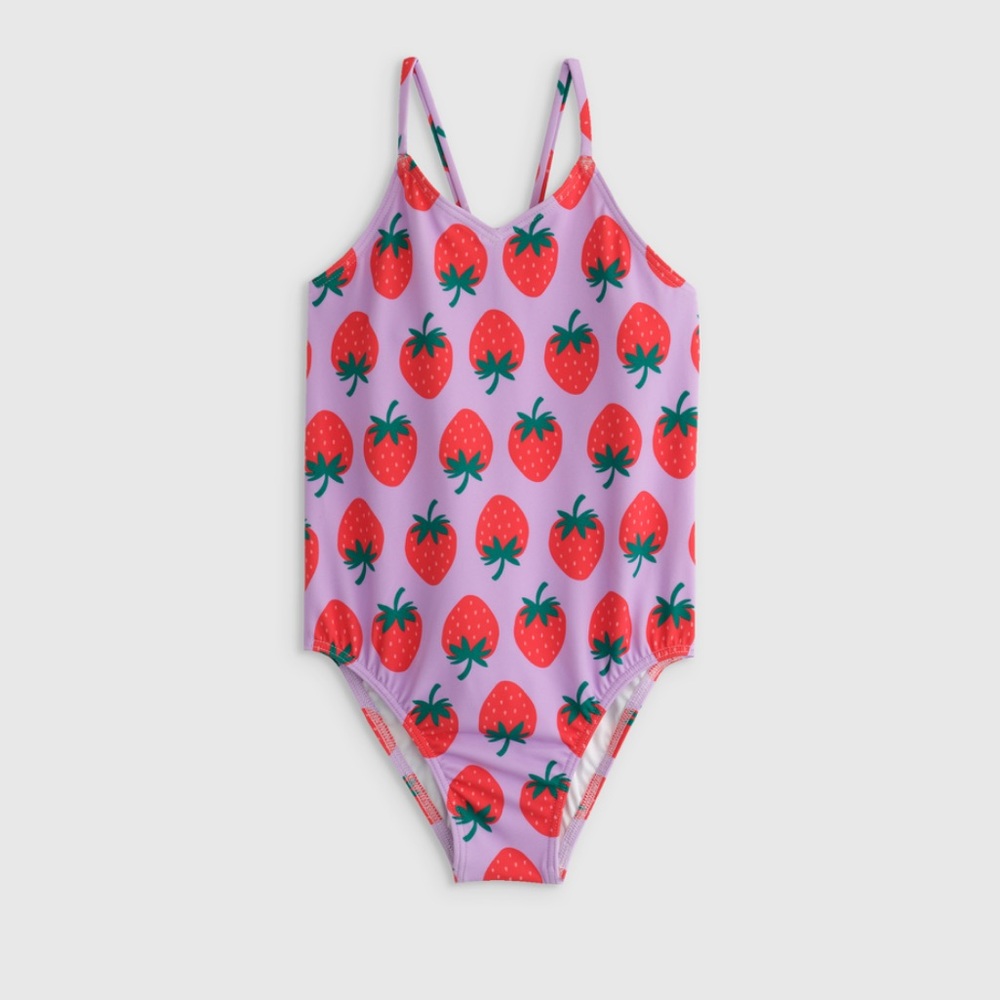 NWT QUINCE One Piece Swimsuit Strawberries Kid Size 8 6830